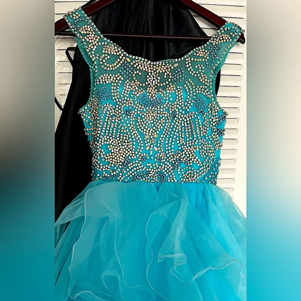 Bright Sky Blue Pageant Dress - Picture 1 of 7